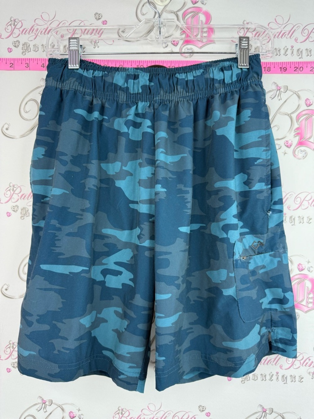 Legend Men's Blue Camouflage Cargo Shorts with Elastic Waistband with pocket